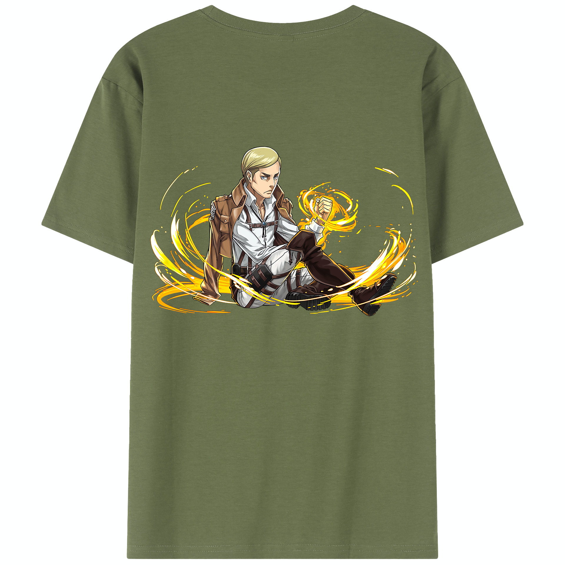 （画像用） 進撃の巨人 エルヴィン・スミス Attack on Titan Erwin Smith 綿100％半袖Tシャツ（背面プリント）